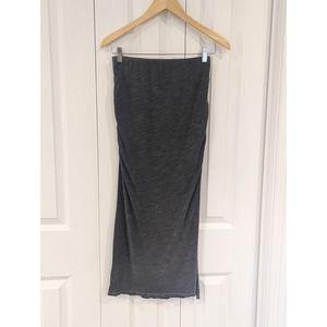 SUNDRY® Side Slit Skirt. Gray/Grey. Size 1 (small). 95% cotton/5% spandex